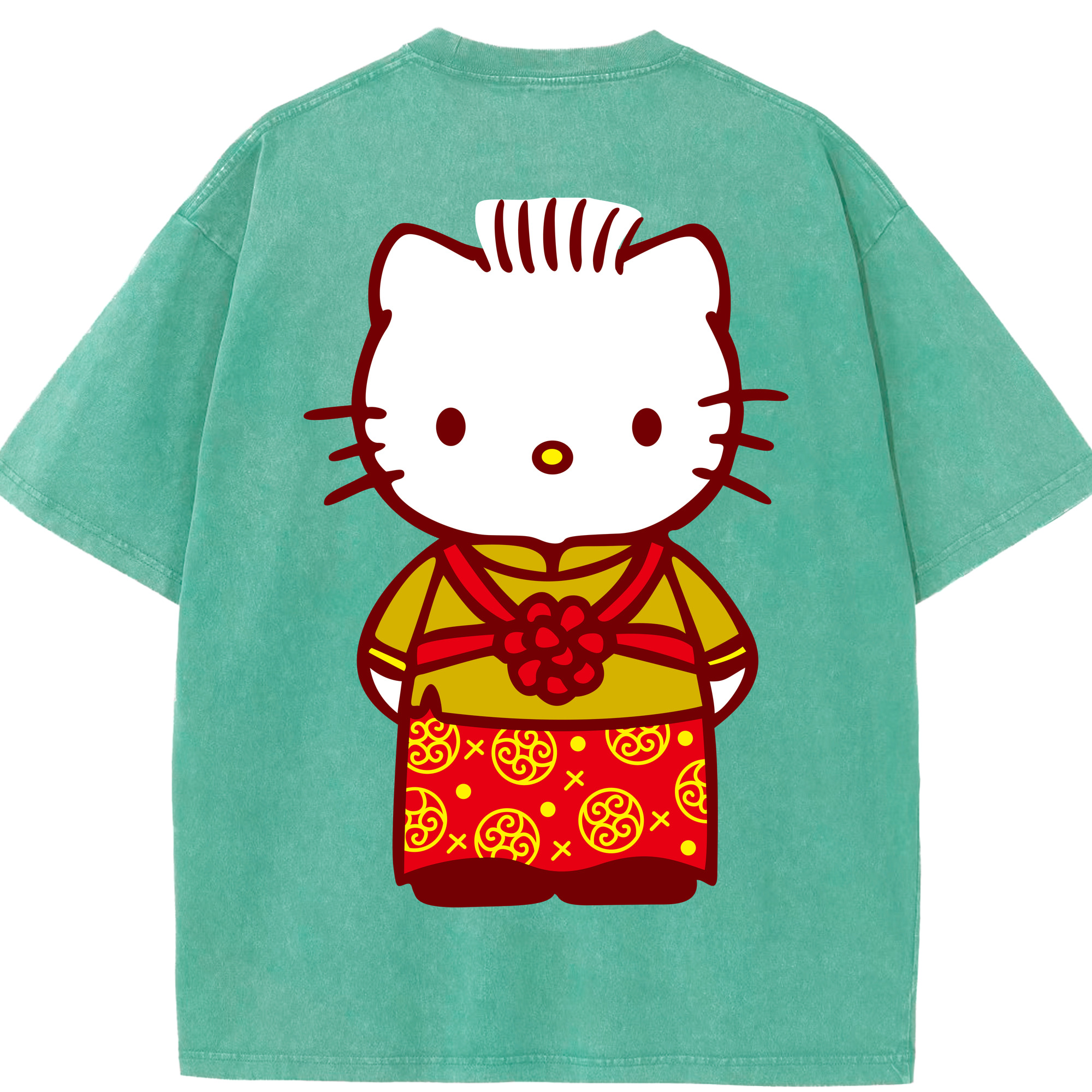 （画像用） Hello Kitty ハローキティ 綿100% ヴィンテージ風 半袖Tシャツ（背面プリント）